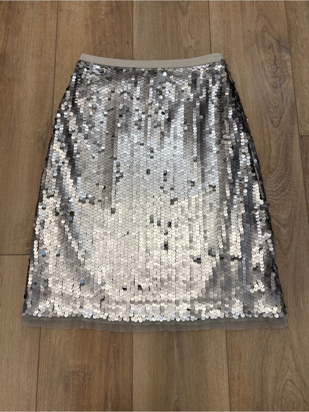 NWT 🌟 BODEN 🌟 SEQUIN TULLE PENCIL PARTY HOLIDAY SKIRT SILVER SZ 4